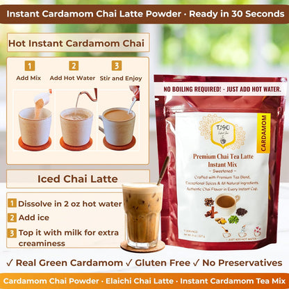 T2GO Authentic Karak Masala Chai Tea Mix – Just Add Water, 8 oz | Bold karak-style masala chai — real milk & spices in every scoop, no simmering