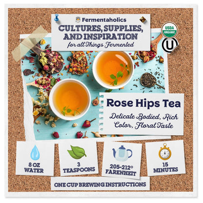 Fermentaholics Rose Hips – 4 oz – USDA Certified Organic Dried Herb – Ideal for Kombucha Secondary Fermentation