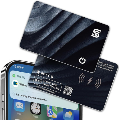 SEINXON Wallet Tracker (iOS Only) IP68 Thin Item Finder Card Luggage Located Bluetooth Works with Apple Find My APP & Network - Wireless Charger (Slim)