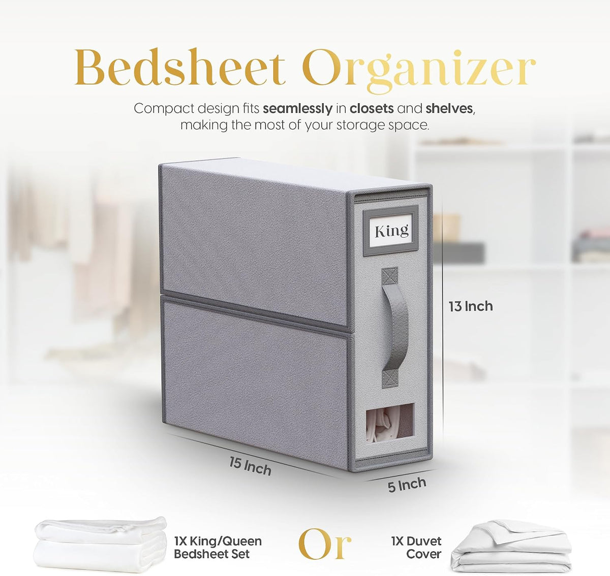 Sheet Organizers and Storage – 4 Pack Bed Sheet Organizer for Queen & King Size, Foldable Linen Closet Storage for Bedding, Duvet Covers, and Pillowcases