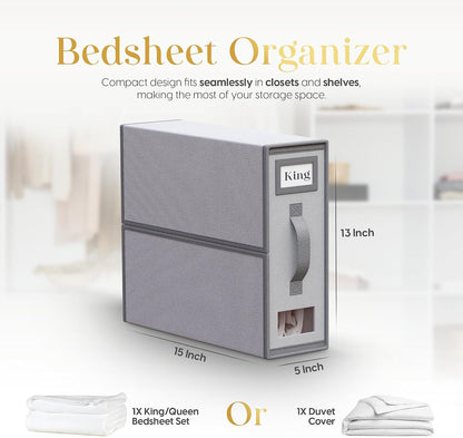 Sheet Organizers and Storage – 4 Pack Bed Sheet Organizer for Queen & King Size, Foldable Linen Closet Storage for Bedding, Duvet Covers, and Pillowcases