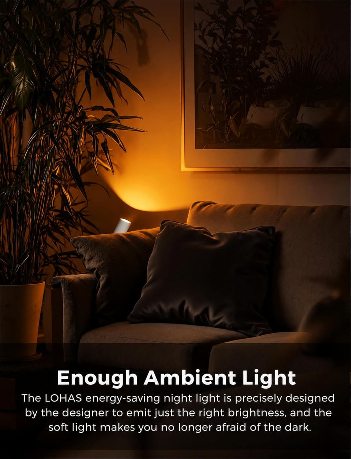 L LOHAS LED Night Lights Plug into Wall, [2-Pack] Rotatable Night Lights with Dusk to Dawn Sensor, 0-100 LM Brightness Adjustable,2000K Amber Nightlight for Adults Bathroom Hallway Stairs