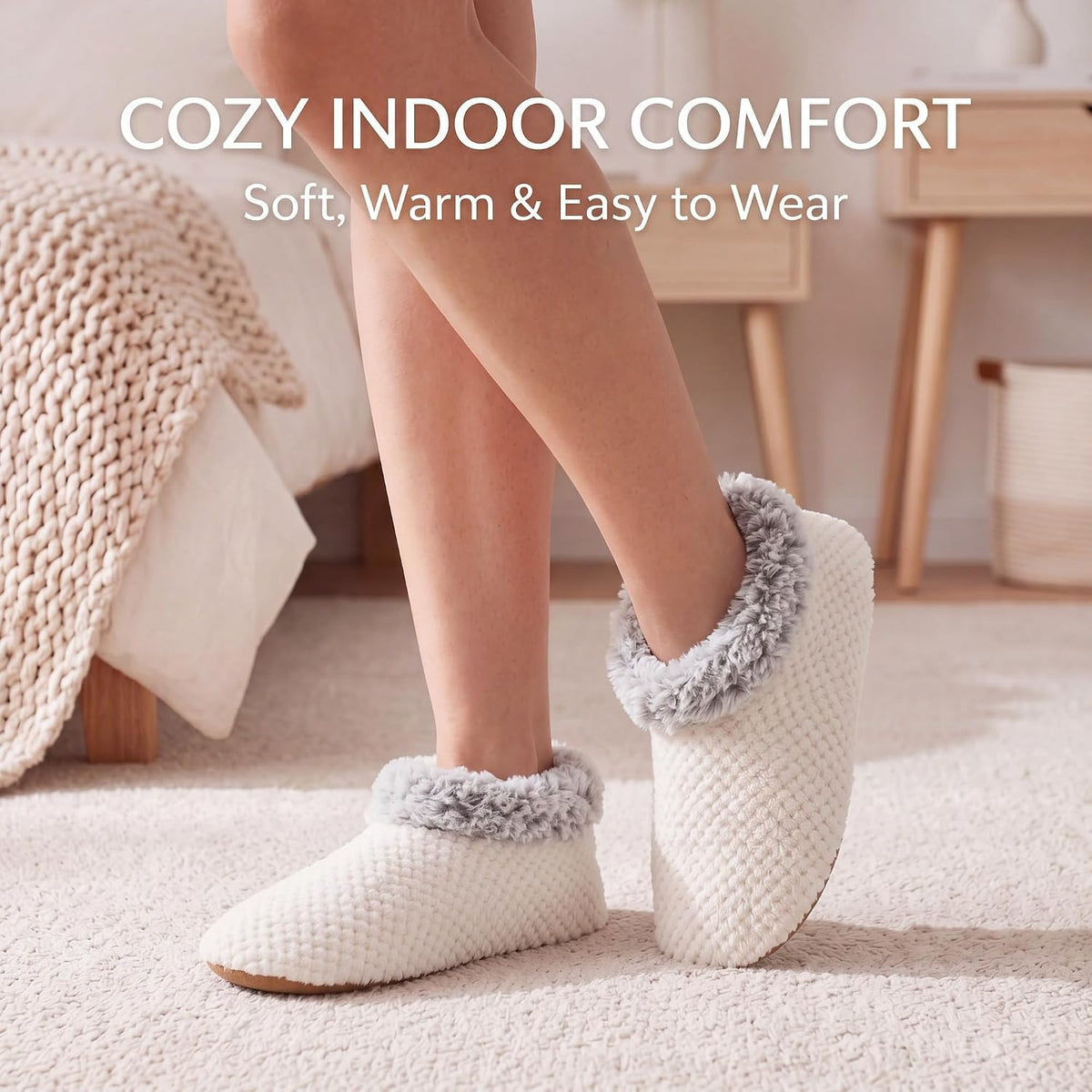 Cozylook Fuzzy Slippers for Women Indoor Soft Sole Slipper Socks