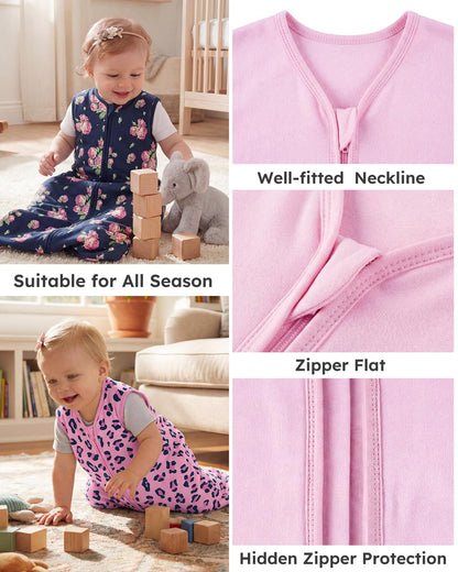 Yoofoss Baby Sleep Sack Baby Wearable Blanket 100% Cotton 2-Way Zipper Toddler Sleeping Sack