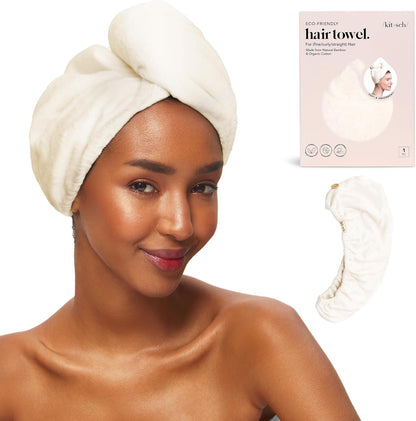 Kitsch Microfiber Hair Towel Wrap for Women – Ultra Absorbent Microfiber Bath Towels for Wet, Curly, Long or Short Hair – Anti-Frizz Hair Wrap, Great Hair Products Gift for Women – Pink
