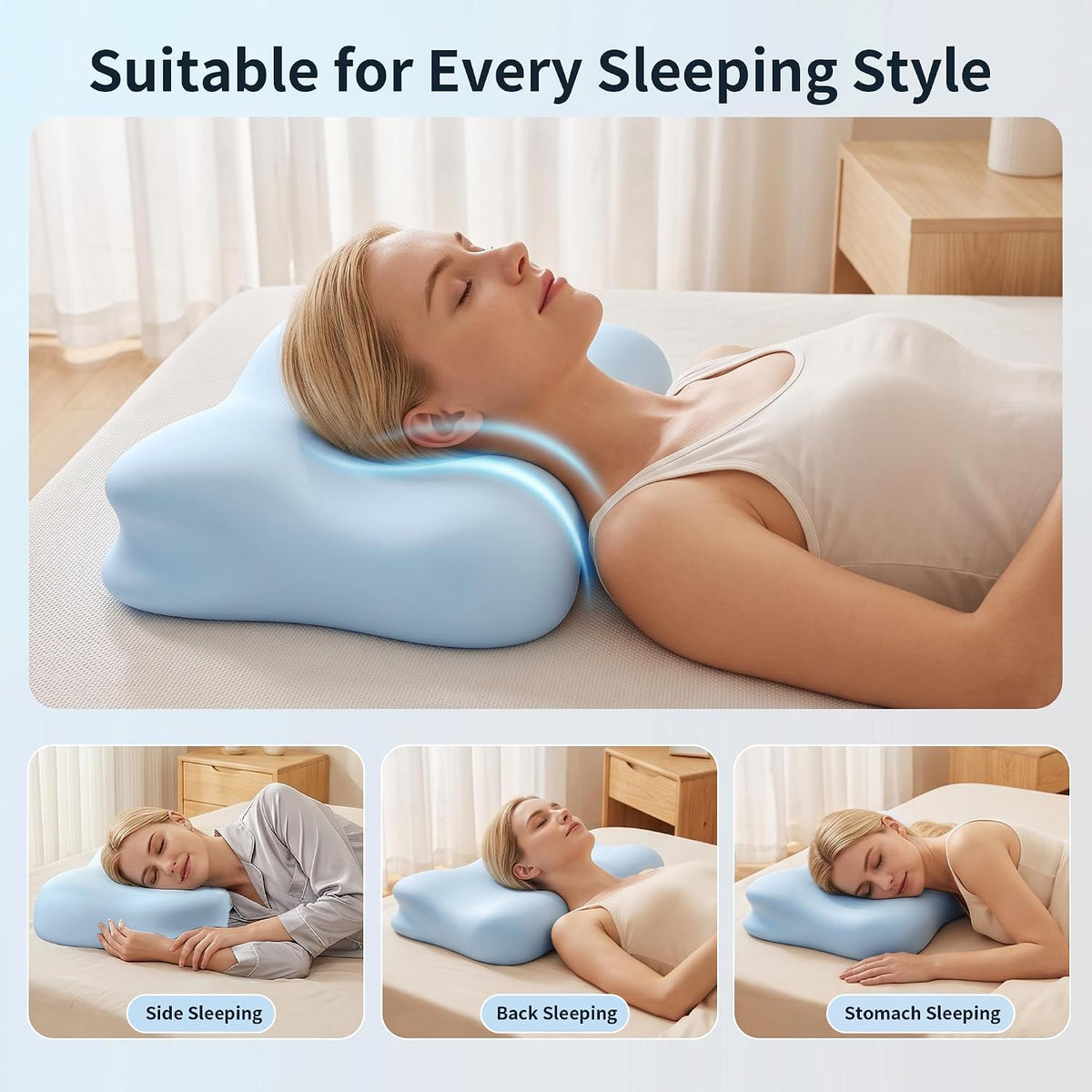 Cervical Neck Pillow - Contour Memory Foam Pillows for Pain Relief