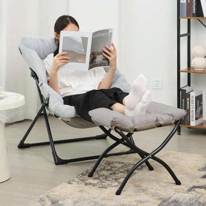 15"(H) Folding Ottoman, Foldable Footrest Stool, Portable Small Foot Stool for Couch, Collapsible Foot Rest Ottoman for Sofa, Accent Padded Ottomans for Living Room, Bedroom, Dark Grey