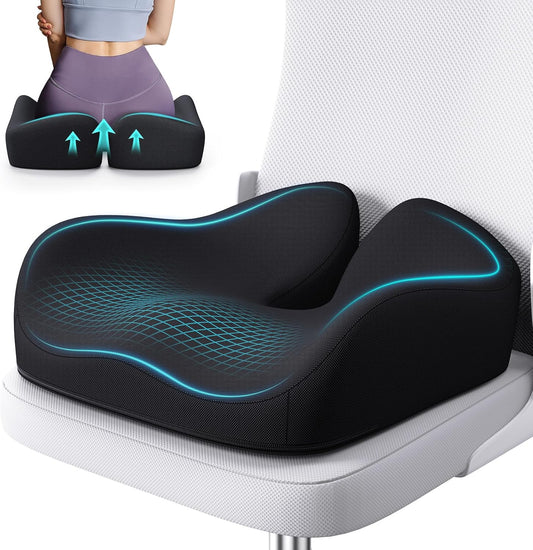 Benazcap Memory Foam Seat Cushion for Office Chair, Ergonomic Chair Cushions for Tailbone Pain Relief, Sciatica & Back Support, Office Chair Cushion & Car Seat Cushion
