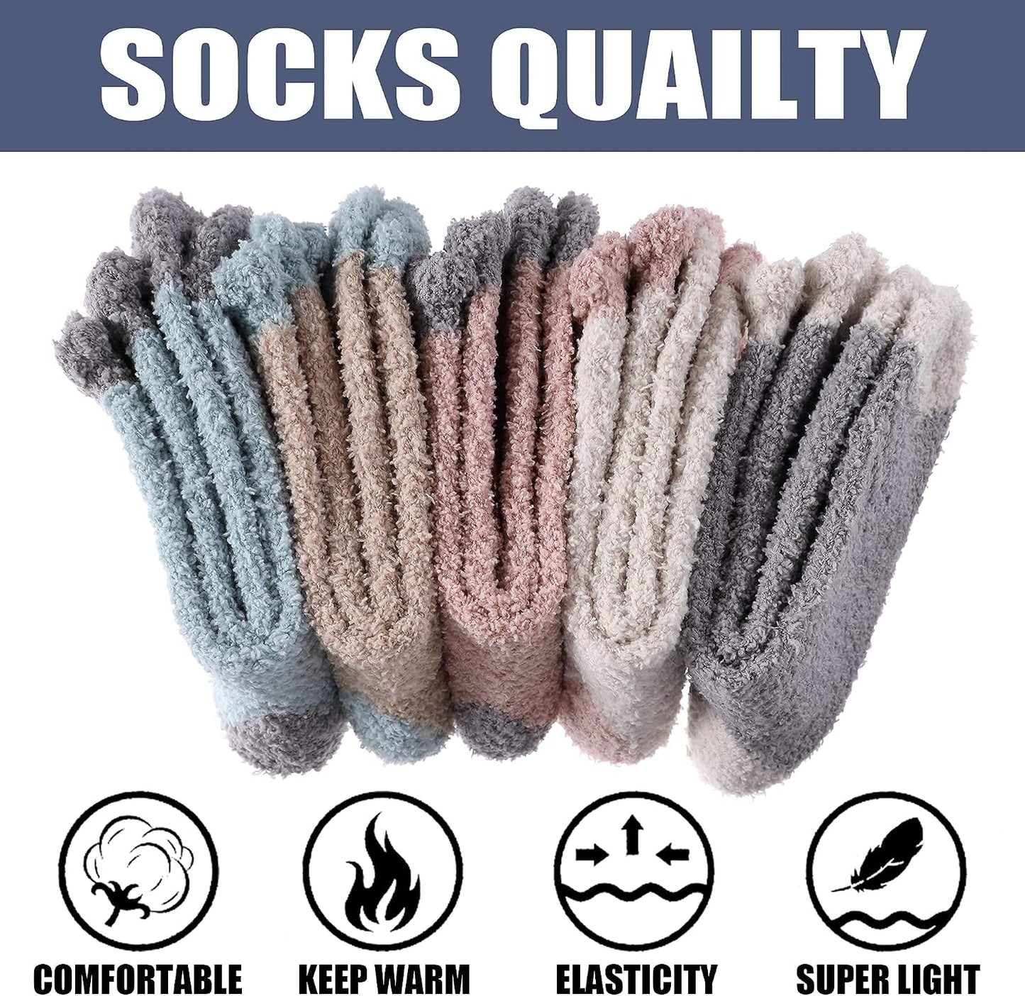 CHOWISH Womens Fuzzy Slipper Socks Super Soft Microfiber Fluffy Cozy Winter Warm Fuzzy Crew Socks