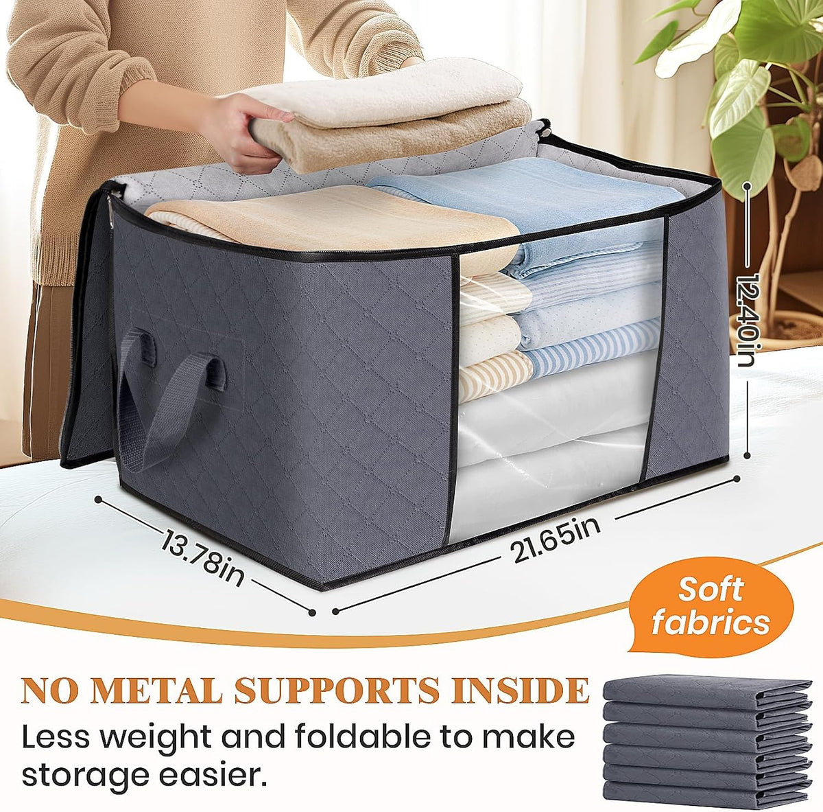Fab totes Storage Bags for Clothes Blanket Storage Bins with Lids