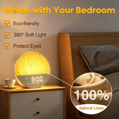 Sunrise Alarm Clock with Sounds Machine:Gentle Gradual Wake Up Light for Heavy Sleepers Relieve Anxiety Dimmable Clock with Bluetooth Memory for Bedroom - White Noise Machine with 30 Sleep Sounds