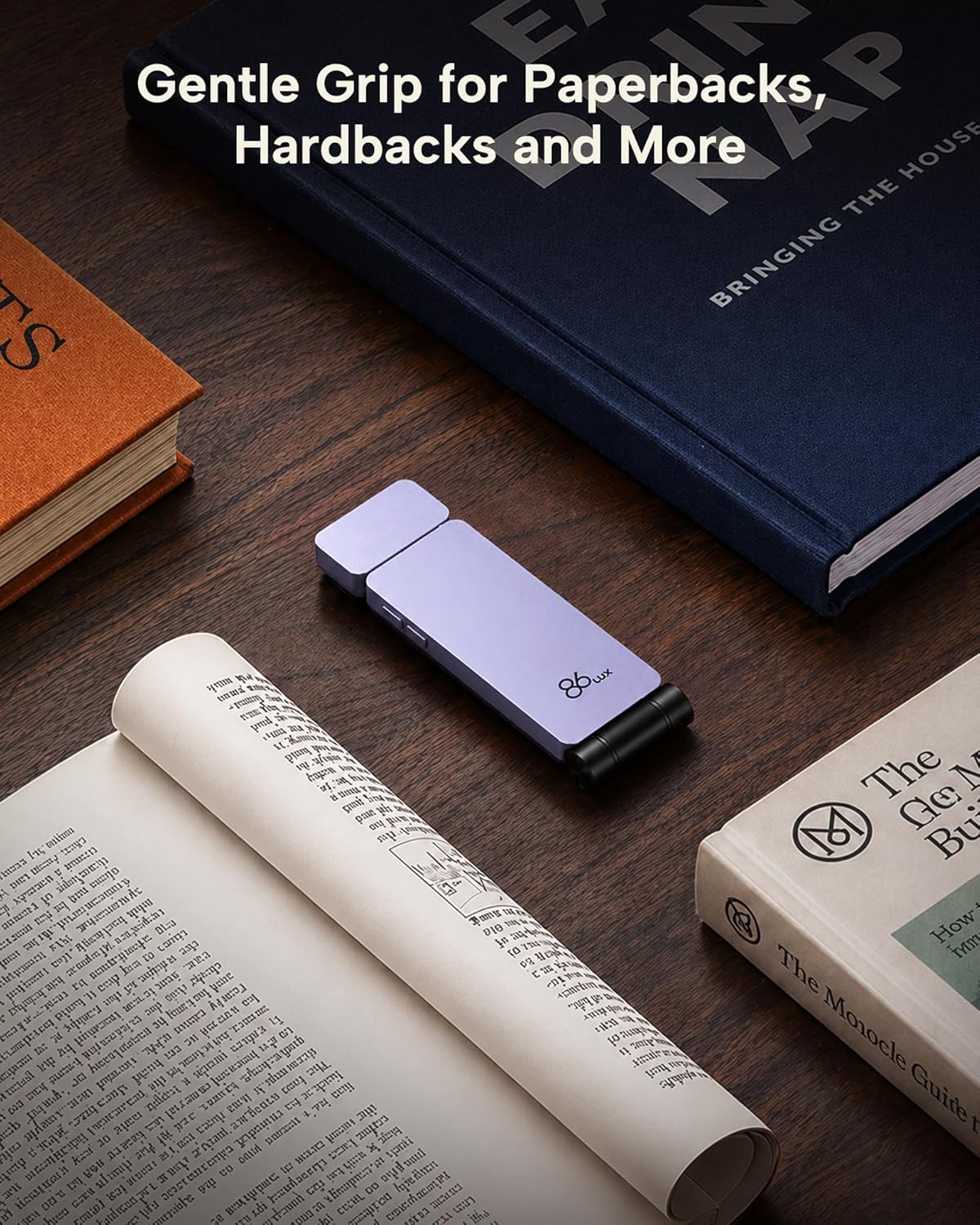86lux Book Light, Rechargeable Clip-On LED Reading Light for Bed & Night Use - 3 Color Temperatures with Stepless Dimming, Ultralight Bookmark Design for Book Lovers, Grey