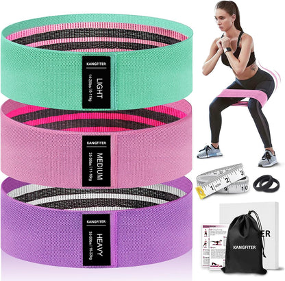 KANGFITER Non-Slip Fabric Resistance Bands for Working Out 3 Levels