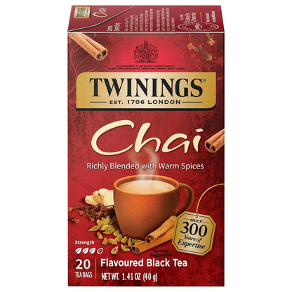 Twinings Chai Black Spiced Tea Bags, 20 CT Box (1 Pack)