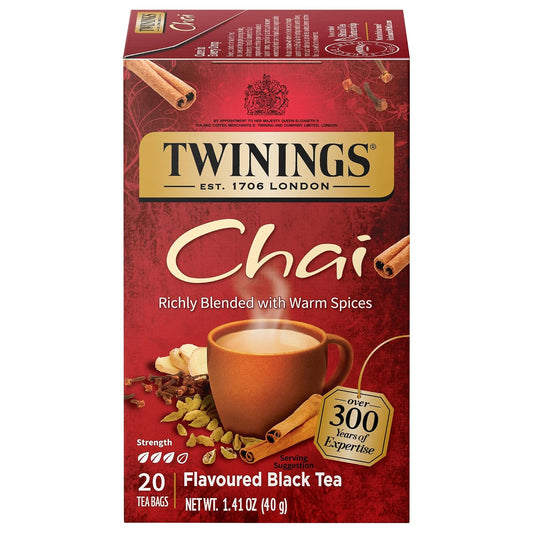 Twinings Chai Black Spiced Tea Bags, 20 CT Box (1 Pack)
