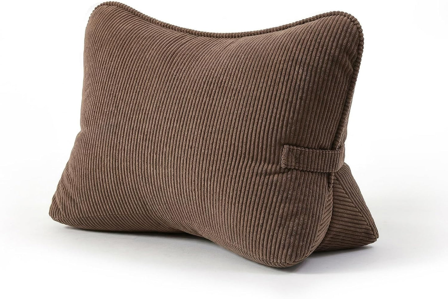 Pat. Pend. Corduroy Lumbar Support Back Pillow for Watching TV, Reading & Gaming, Ergonomic Triangle Support Cushion for Sofa, Armchair & Bed Sitting, Removable Washable Cover, Beige Gray