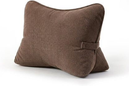 Pat. Pend. Corduroy Lumbar Support Back Pillow for Watching TV, Reading & Gaming, Ergonomic Triangle Support Cushion for Sofa, Armchair & Bed Sitting, Removable Washable Cover, Beige Gray