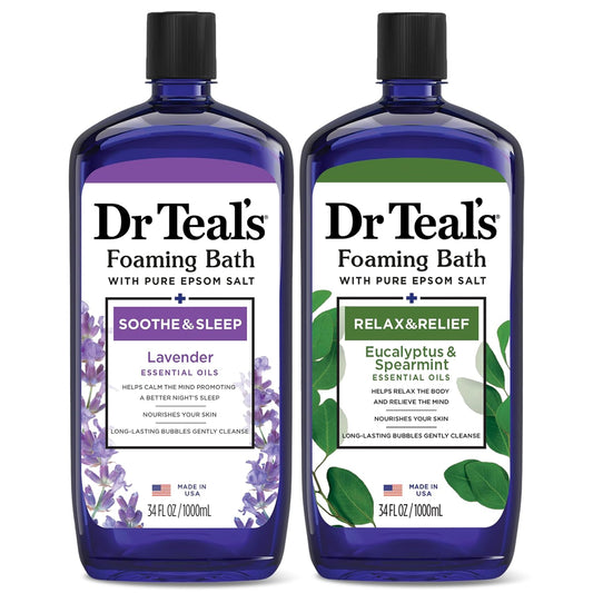 Dr Teal's Foaming Bath with Pure Epsom Salt, Soothe & Sleep with Lavender, 34 fl oz (Pack of 2)