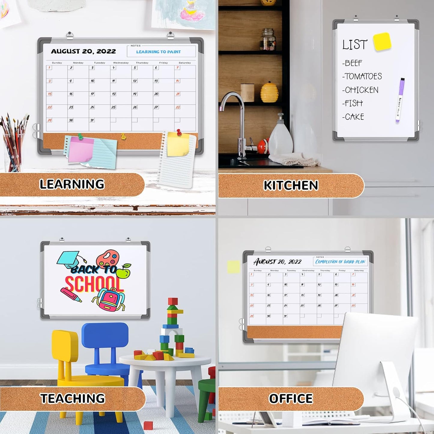 Weekly Calendar Whiteboard for Wall, 16x12 Inches Dry Erase Board, Small Magnetic White Board, Double-Sided Hanging Board for Office School Home Kitchen, Portable Board for Drawing Planning To Do List