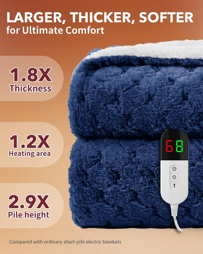 Homemate Electric Heated Blanket Twin - 62"x84" Heating Bed Blankets Throw with 10 Heating Levels 8 Hours Auto Off Fast Heating Over-Heated Protection Ultra Soft Warm Flannel ETL Certified Grey - Colors A