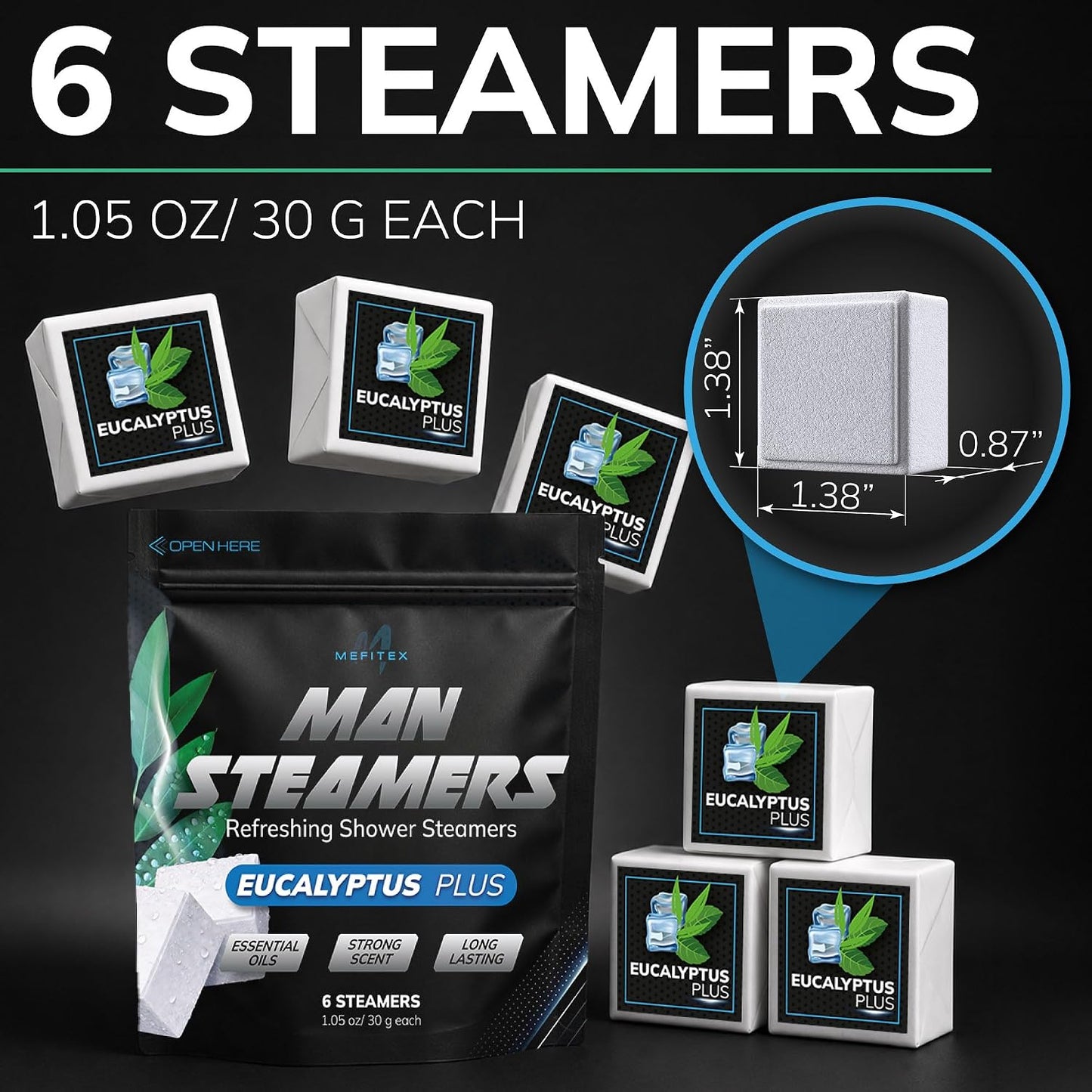 Shower Steamers for Men - 15 Pack Eucalyptus Aromatherapy Shower Steamers, Strong Scent, Long Lasting, Premium Essential Oils, Gifts for Men Relaxation and Sinus Relief