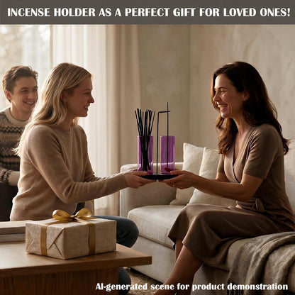 2 in 1 Anti-Ash Incense Holder for Sticks, Upside Down Hanging Incense Burner with Removable Glass Ash Catcher and Wooden Base, Modern Vertical Zen Decor for Home Office Yoga Meditation Room（Clear）