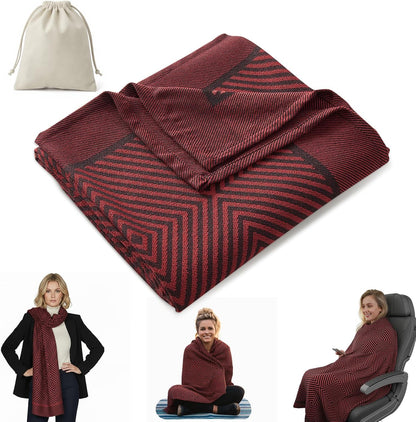 Travel Blanket Airplane - Ultra Soft & Lightweight Knit Design