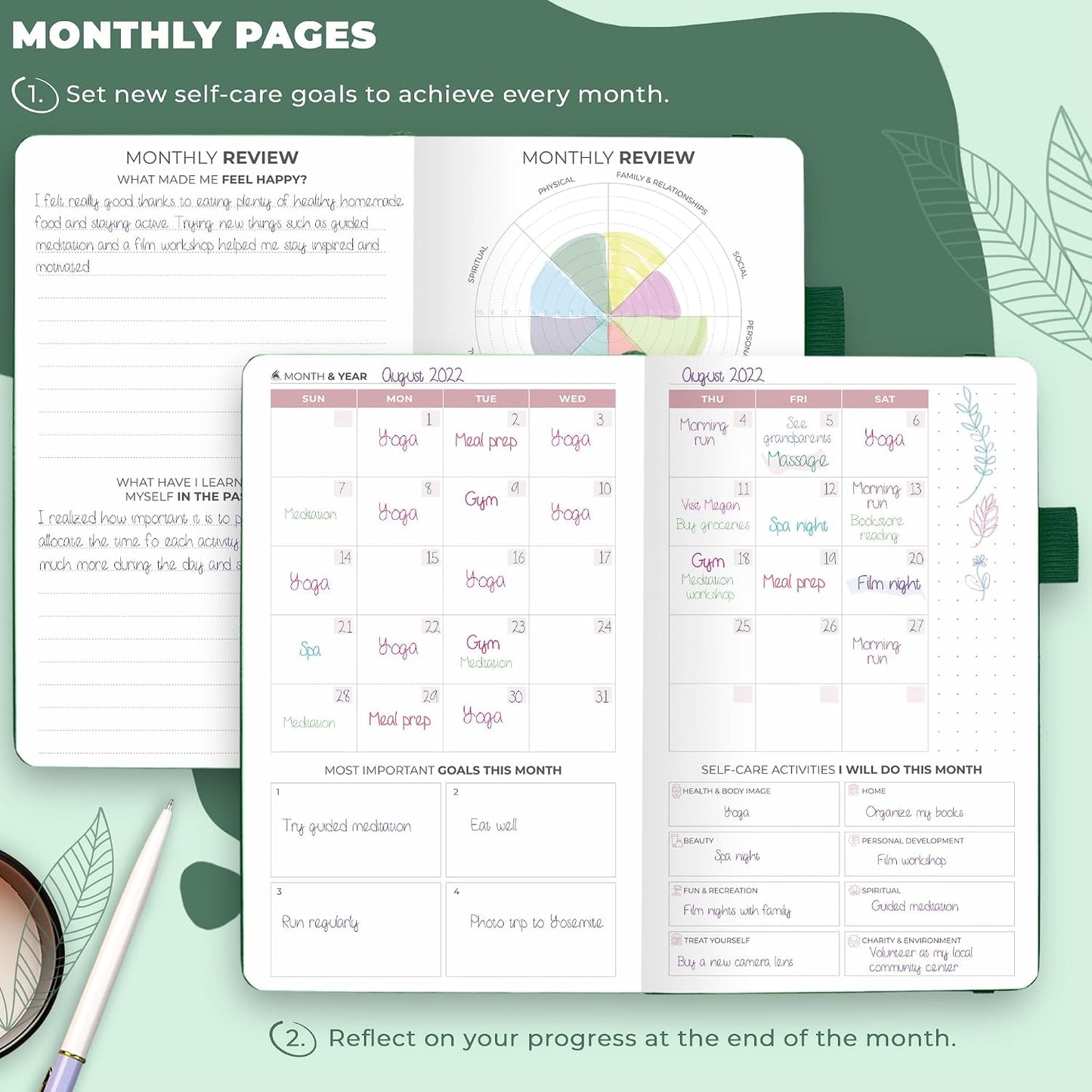 Clever Fox Self-Care Journal – Daily Reflection Notebook – Mental Health & Personal Development Planner, Meditation & Mood Log, A5 (Aquamarine)