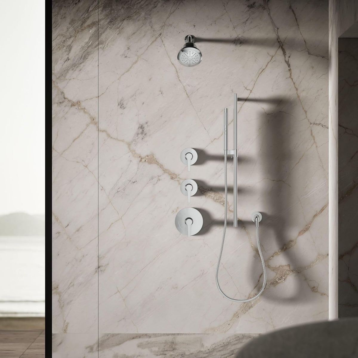 KOHLER 33631-Y-BN Cinq Round Single-Function Filtered Showerhead, Five-Layer Filtration, 2.5 GPM, Full Coverage Spray, Premium Durable Material, Vibrant Brushed Nickel
