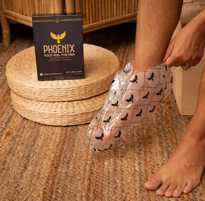 (Pack of 2) Phoenix Foot Peel for Men - Extra Large - Extra Strength - Menthol - Exfoliating Dry Feet Treatment - Callus Remover - Paraben Free