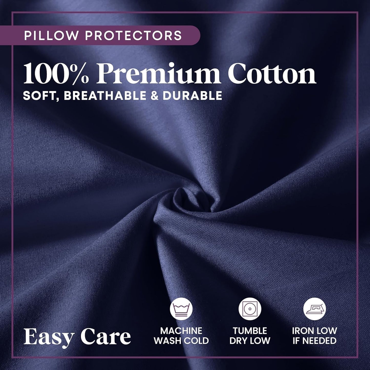 CirclesHome Pillow Protectors 4 Pack Standard Zippered - 100% Cotton Breathable Pillowcases - Protects Pillows from Dirt, Dust and Debri (Standard - Set of 4 - 20x26)