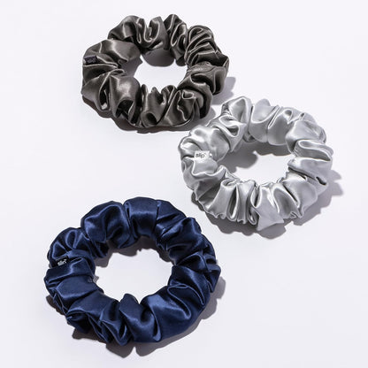 slip Large Scrunchie Multi | Set of 3 Pure Silk Large Scrunchies | Includes 1 Pink, 1 Caramel, 1 Black | 100% Mulberry Silk, Anti-Crease, Gentle on Hair, Reduces Breakage | Stylish & Durable