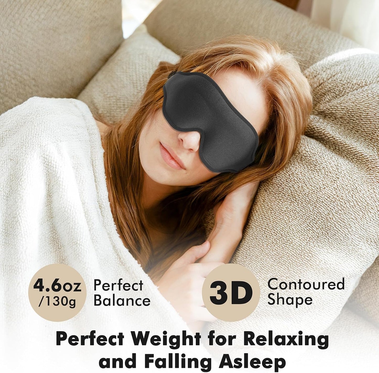 Sleep Eye Mask for Men Women, Lash Extensions 3D Sleeping Mask, Travel Blackout Night Blindfold Eye Shade Cover with Adjustable Strap (Black)