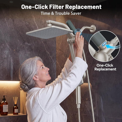 Dual Filtered Rainfall Handheld Showerhead Spray Combo with 7 Modes