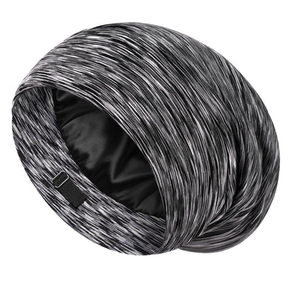 LULUSILK 100% Mulberry Silk Bonnet for Sleeping Women and Men, No More Frizzy Tangled Hair, Real Silk Sleep Cap for Curly Hair, Black, Pack of 1