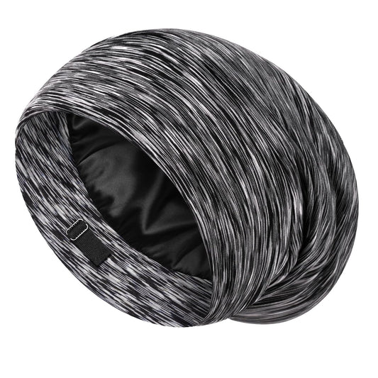 LULUSILK 100% Mulberry Silk Bonnet for Sleeping Women and Men, No More Frizzy Tangled Hair, Real Silk Sleep Cap for Curly Hair, Black, Pack of 1