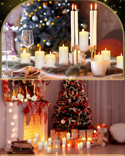 VIHOSE 12 Pack White Flameless Candles Set with Remote and Timer Flickering Flameless Battery Candles Flat Top LED Pillar for Wedding Outdoor Home Festival Decoration(D 3'' H 4'' 5'' 6'')