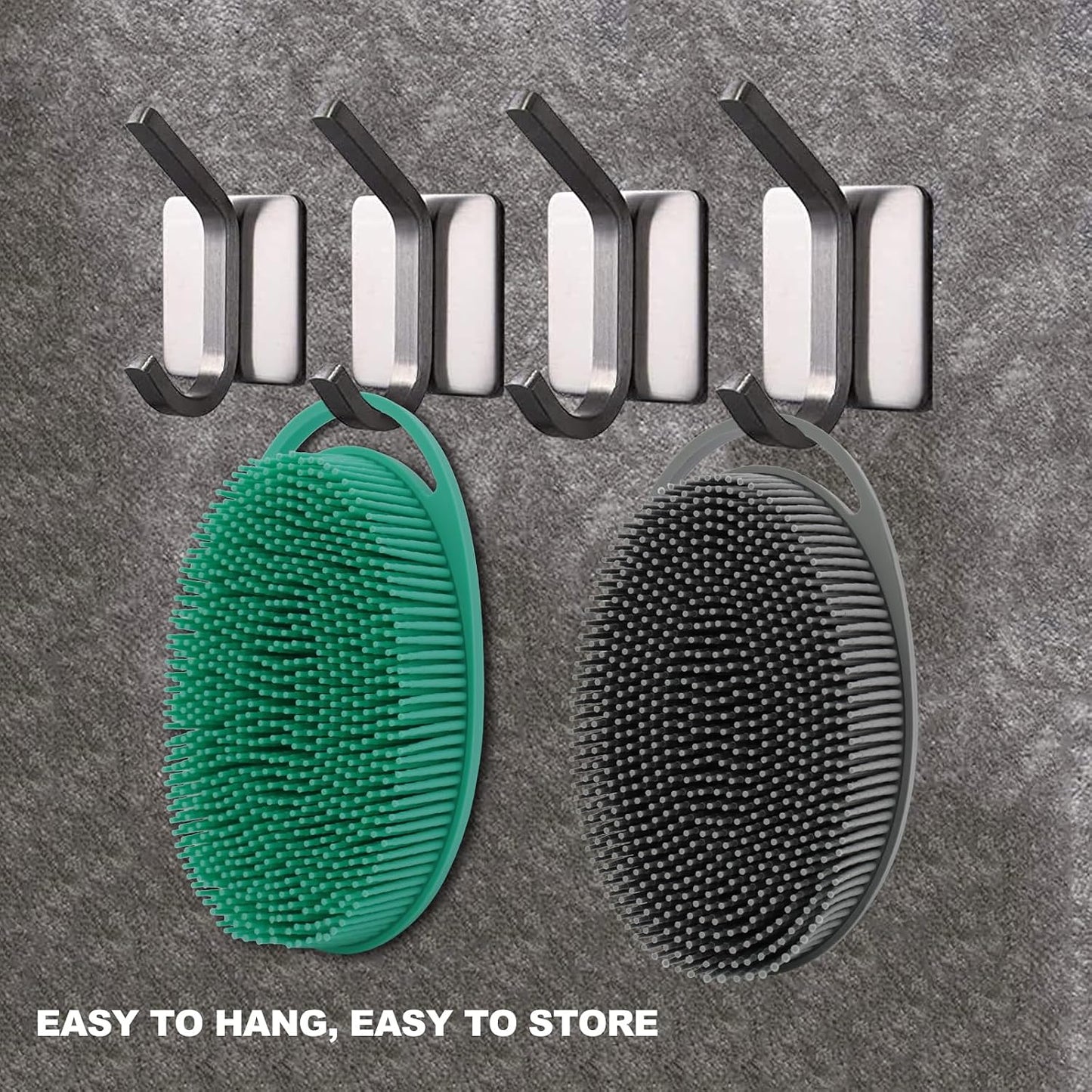 2 Pack Silicone Body Scrubber, Loofah Double-Sided Body Brush,Shower Scrubber and Scalp Massager Shampoo Brush for Sensitive Kids Women Men All Kinds of Skin (Black & Pink)