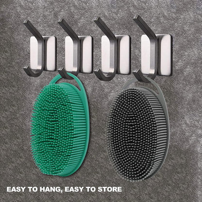 2 Pack Silicone Body Scrubber, Loofah Double-Sided Body Brush,Shower Scrubber and Scalp Massager Shampoo Brush for Sensitive Kids Women Men All Kinds of Skin (Black & Pink)