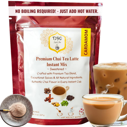 T2GO Authentic Karak Masala Chai Tea Mix – Just Add Water, 8 oz | Bold karak-style masala chai — real milk & spices in every scoop, no simmering