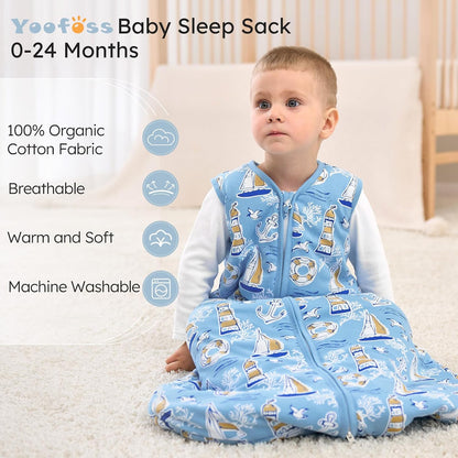 Yoofoss Baby Sleep Sack Baby Wearable Blanket 100% Cotton 2-Way Zipper Toddler Sleeping Sack