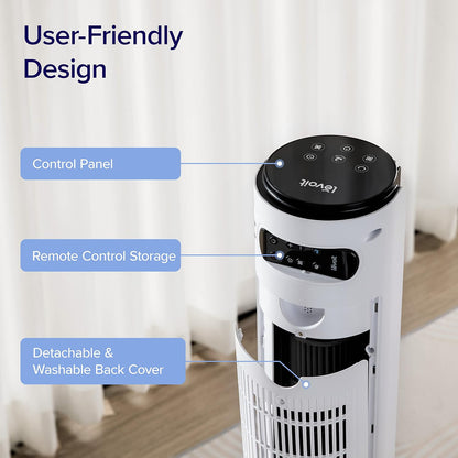 LEVOIT Tower Fan for Bedroom, 20dB Quiet Desk Fan with 23ft/s, Portable & Easy to Carry, 3-Angle & 5-Speed Mini Oscillating Fan, DC Motor, Bladeless, Remoter, 12H Timer, for Home, Room, Office, White