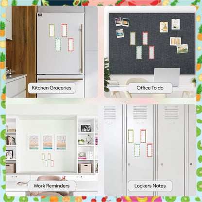 8 Magnetic Notepads – Notepads for Grocery List, Shopping List, To-Do List, Reminders -Strong Magnetic Back- Memo Notepad with Realistic Fruit Designs | 25 Sheets per Pad 7.5 x 3.5 inch (8 Pack)