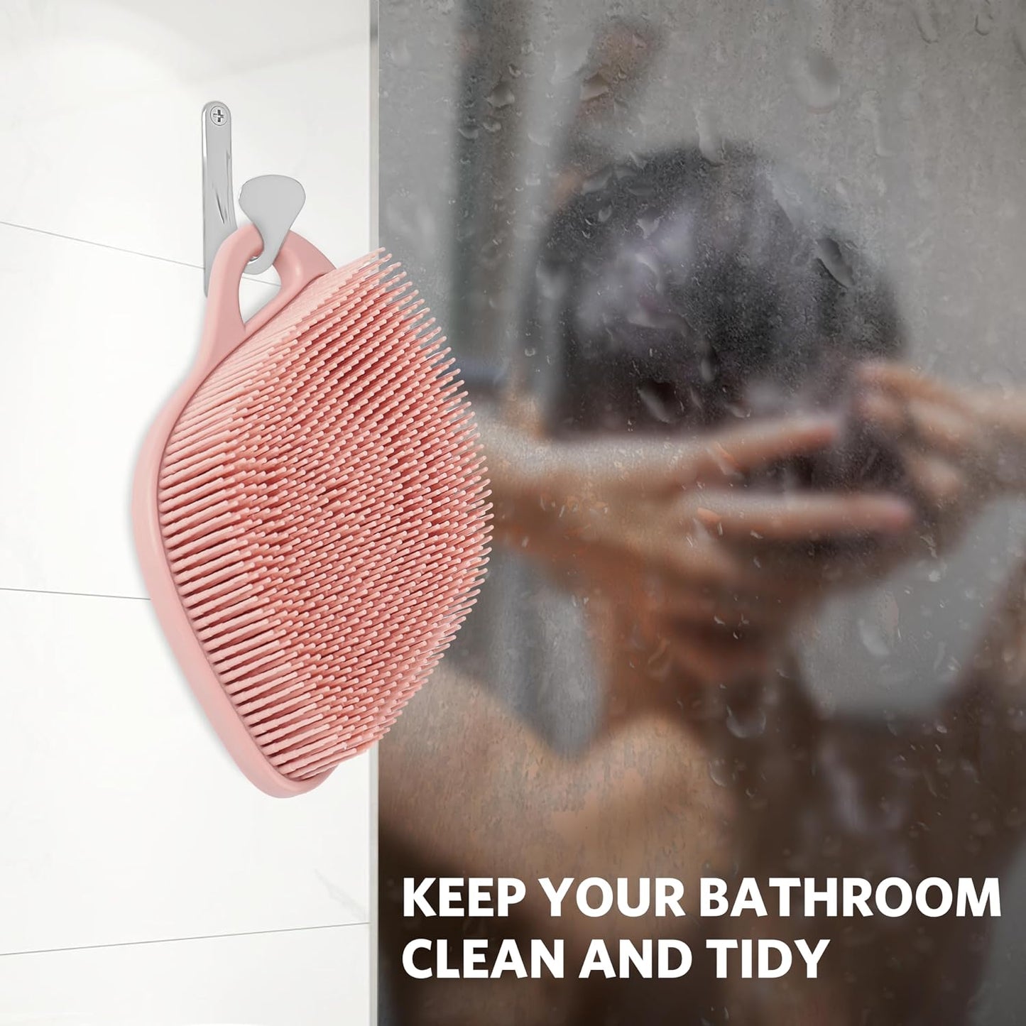 Sndyi Silicone Body Scrubber, Gentle Exfoliating Body Scrubber for Sensitive Skin, Leaf Shaped Shower Scrubber for Body with Lathering Bristles, Silicone Loofah Body Brush for Showering, Oatmeal