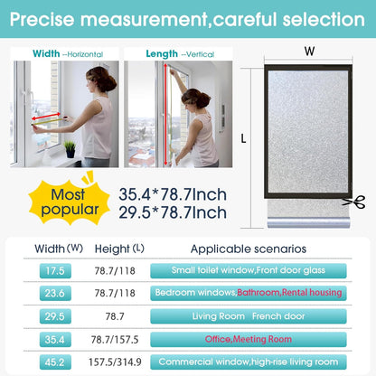 Coavas Blackout Window Film, 100% Light Blocking Privacy Window Film, No Glue Static Cling, Heat & UV Blocking, Removable Room Darkening Window Cover, Renter Friendly for Bedroom, 17.5x78.7Inch,Black