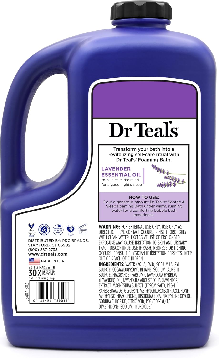 Dr Teal's Foaming Bath with Pure Epsom Salt, Soothe & Sleep with Lavender, 62.5 fl oz