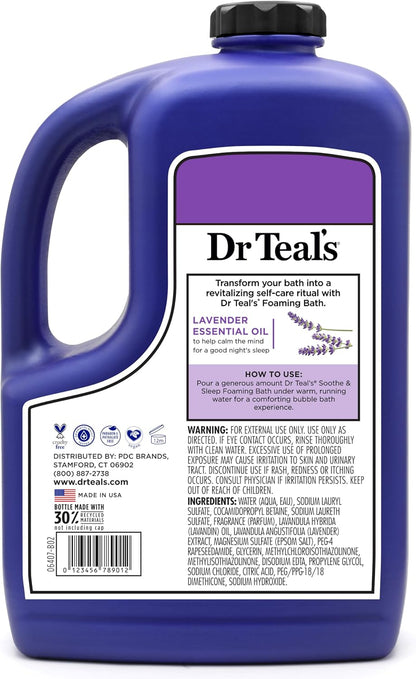 Dr Teal's Foaming Bath with Pure Epsom Salt, Soothe & Sleep with Lavender, 62.5 fl oz
