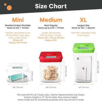 Kitchen Safe kSafe Time Locking Container, Medication Lock Box, Break Bad Habits - Quit Smoking, Snacking, Drinking & Gaming Addiction, Phone Jail, Family Time (Medium, White Lid + 5.5” Clear Base)