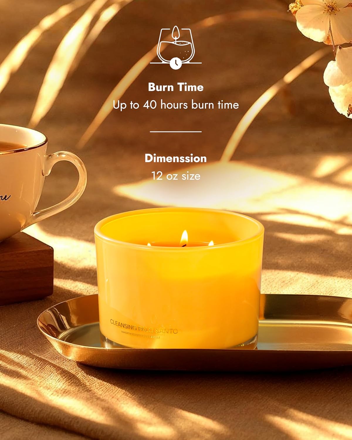 96NORTH Luxury Vanilla Soy Candles | Large 3 Wick Jar Candle | Up to 50 Hours Burning Time | 100% Natural Soy Wax | Relaxing Aromatherapy Aesthetic Candle | Housewarming Gift for Men and Women
