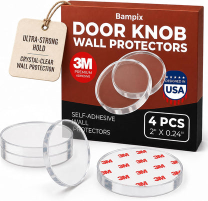 Invisible Door Knob Wall Protector, Clear Silicone, 4 Pack